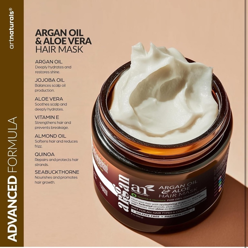 Hair Mask & Silk Bonnet Sleeping Set, Deep Conditioner Leave-In Dry Dama… - Picture 3 of 7